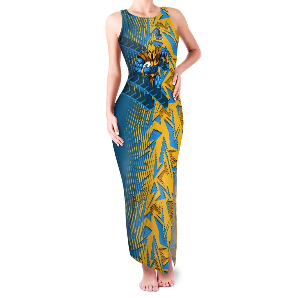 Gold Coast Titans Rugby Tank Maxi Dress Fierce Mascot Geometric Tribal Art