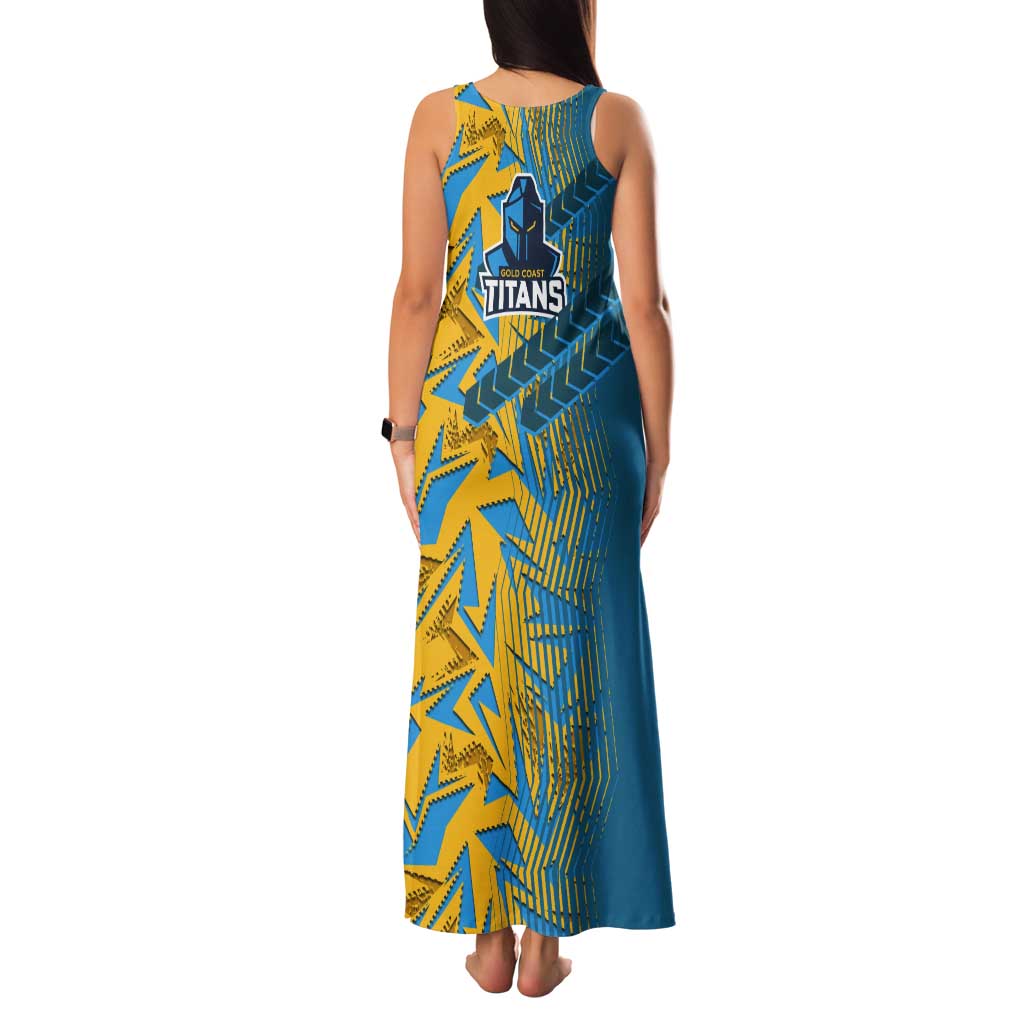 Gold Coast Titans Rugby Tank Maxi Dress Fierce Mascot Geometric Tribal Art