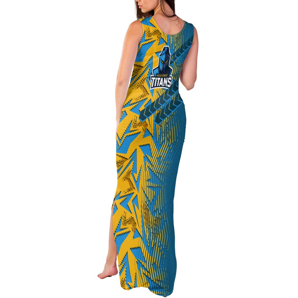 Gold Coast Titans Rugby Tank Maxi Dress Fierce Mascot Geometric Tribal Art