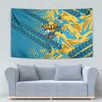 Gold Coast Titans Rugby Tapestry Fierce Mascot Geometric Tribal Art