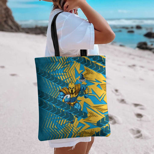 Gold Coast Titans Rugby Tote Bag Fierce Mascot Geometric Tribal Art