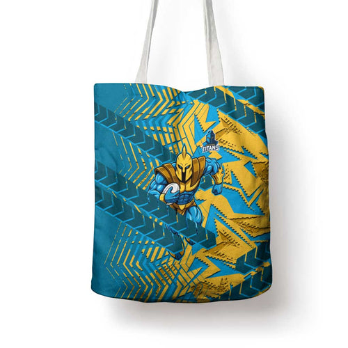 Gold Coast Titans Rugby Tote Bag Fierce Mascot Geometric Tribal Art