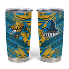 Gold Coast Titans Rugby Tumbler Cup Fierce Mascot Geometric Tribal Art