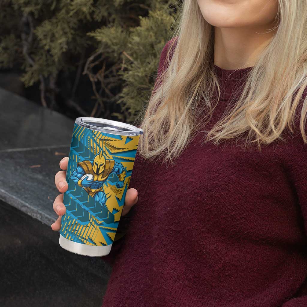 Gold Coast Titans Rugby Tumbler Cup Fierce Mascot Geometric Tribal Art