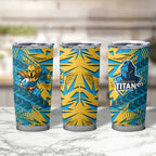 Gold Coast Titans Rugby Tumbler Cup Fierce Mascot Geometric Tribal Art