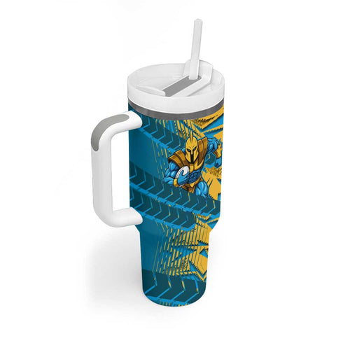 Gold Coast Titans Rugby Tumbler With Handle Fierce Mascot Geometric Tribal Art