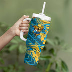 Gold Coast Titans Rugby Tumbler With Handle Fierce Mascot Geometric Tribal Art