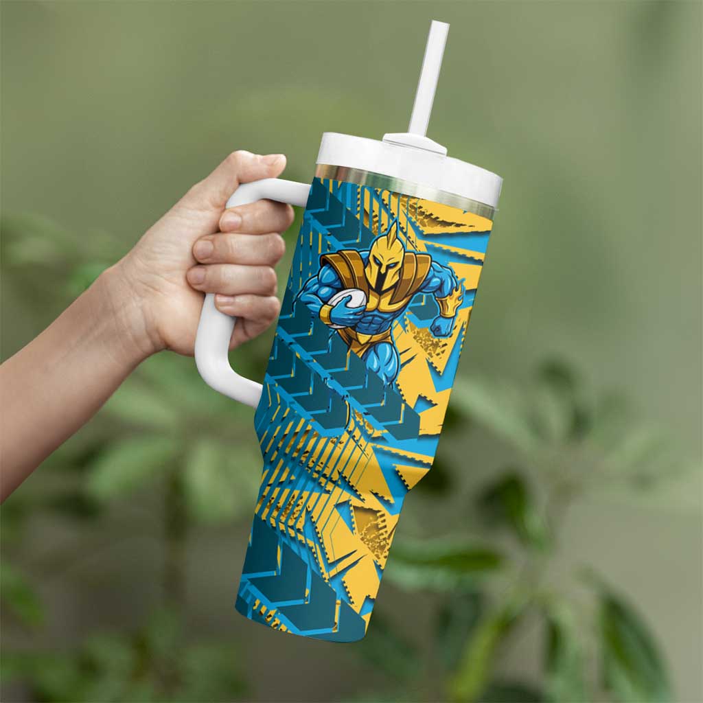 Gold Coast Titans Rugby Tumbler With Handle Fierce Mascot Geometric Tribal Art