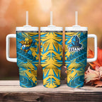 Gold Coast Titans Rugby Tumbler With Handle Fierce Mascot Geometric Tribal Art