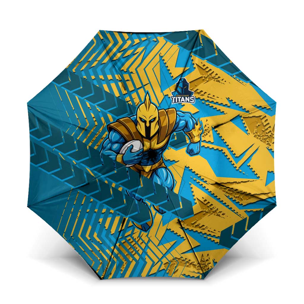 Gold Coast Titans Rugby Umbrella Fierce Mascot Geometric Tribal Art