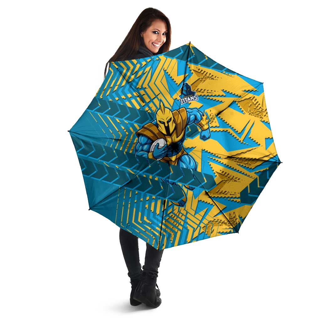 Gold Coast Titans Rugby Umbrella Fierce Mascot Geometric Tribal Art