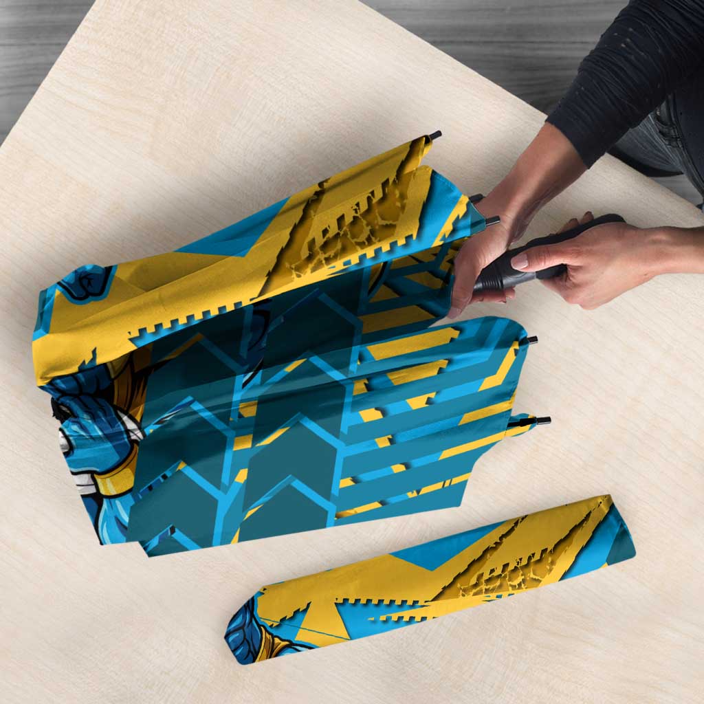 Gold Coast Titans Rugby Umbrella Fierce Mascot Geometric Tribal Art