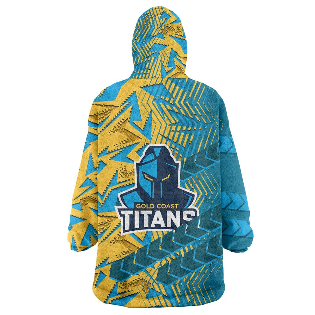 Gold Coast Titans Rugby Wearable Blanket Hoodie Fierce Mascot Geometric Tribal Art