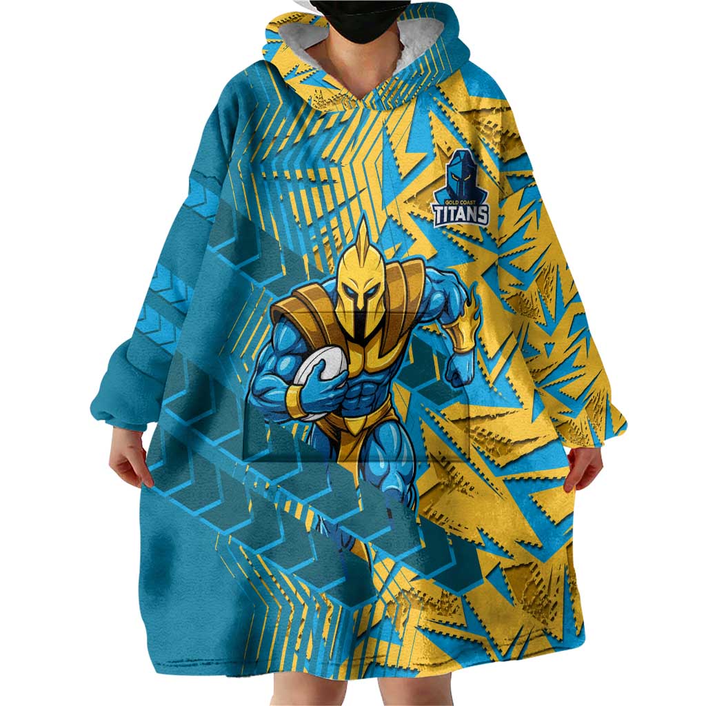 Gold Coast Titans Rugby Wearable Blanket Hoodie Fierce Mascot Geometric Tribal Art