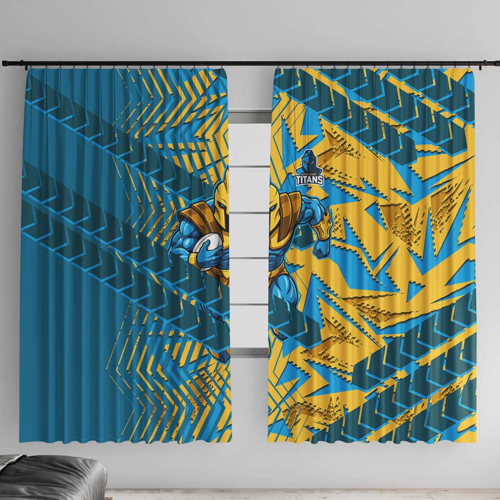 Gold Coast Titans Rugby Window Curtain Fierce Mascot Geometric Tribal Art