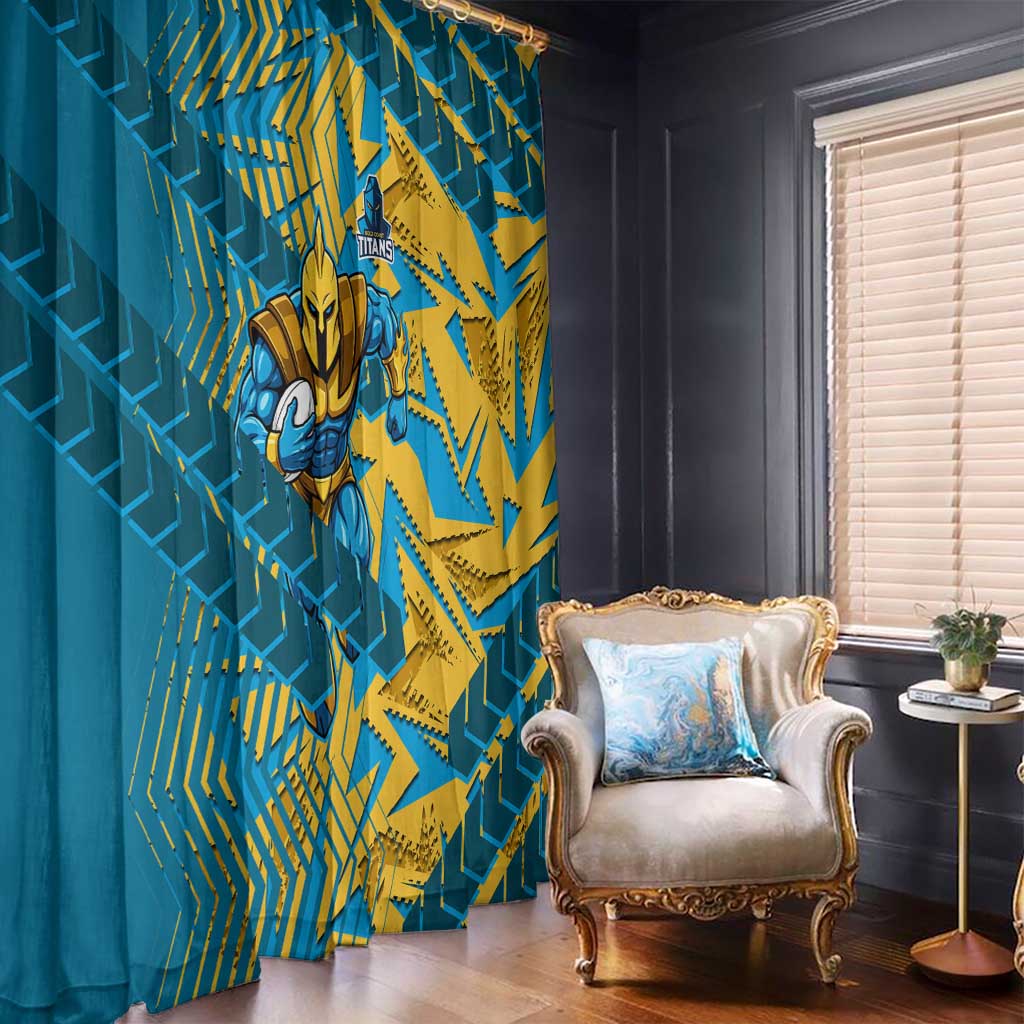 Gold Coast Titans Rugby Window Curtain Fierce Mascot Geometric Tribal Art