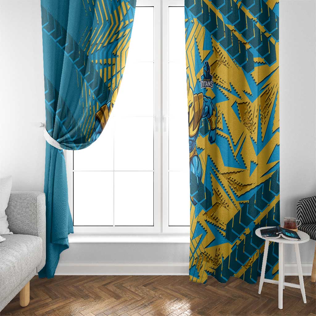 Gold Coast Titans Rugby Window Curtain Fierce Mascot Geometric Tribal Art