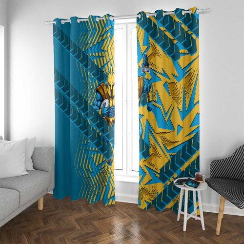 Gold Coast Titans Rugby Window Curtain Fierce Mascot Geometric Tribal Art