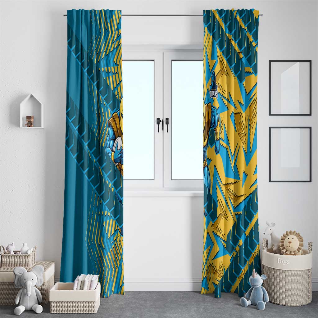 Gold Coast Titans Rugby Window Curtain Fierce Mascot Geometric Tribal Art