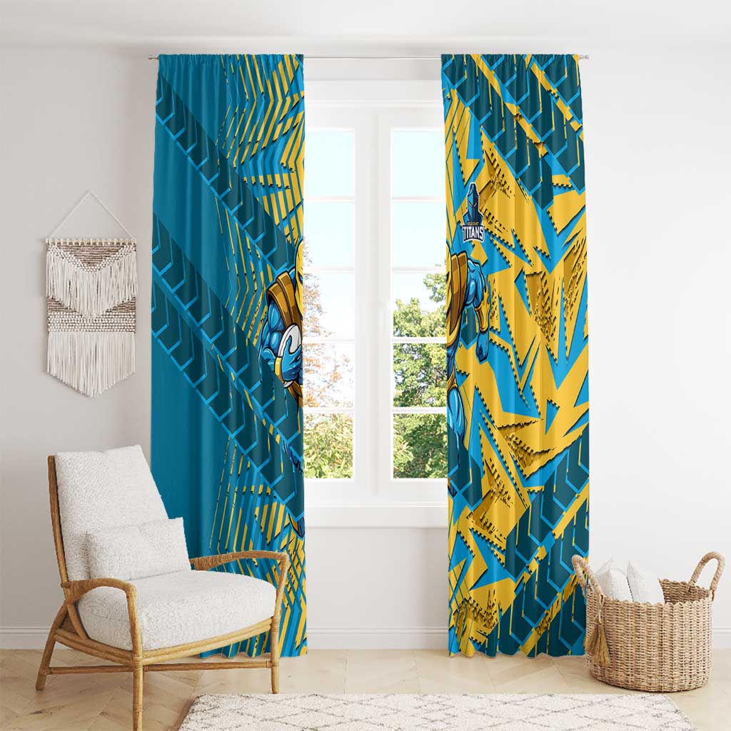 Gold Coast Titans Rugby Window Curtain Fierce Mascot Geometric Tribal Art