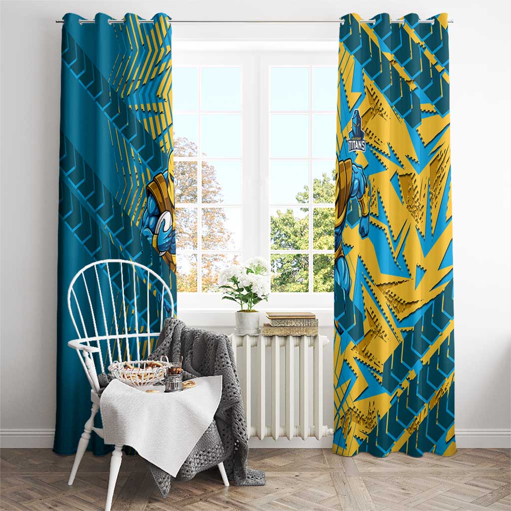 Gold Coast Titans Rugby Window Curtain Fierce Mascot Geometric Tribal Art