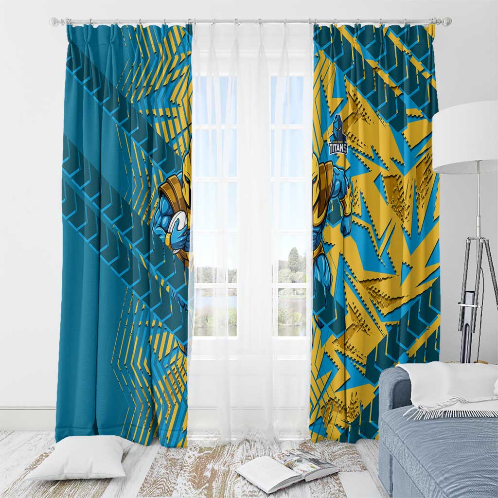 Gold Coast Titans Rugby Window Curtain Fierce Mascot Geometric Tribal Art