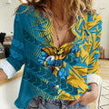 Gold Coast Titans Rugby Women Casual Shirt Fierce Mascot Geometric Tribal Art
