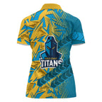 Gold Coast Titans Rugby Women Polo Shirt Fierce Mascot Geometric Tribal Art