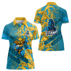 Gold Coast Titans Rugby Women Polo Shirt Fierce Mascot Geometric Tribal Art