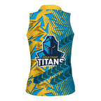 Gold Coast Titans Rugby Women Sleeveless Polo Shirt Fierce Mascot Geometric Tribal Art