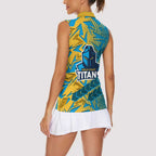Gold Coast Titans Rugby Women Sleeveless Polo Shirt Fierce Mascot Geometric Tribal Art