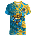 Gold Coast Titans Rugby Women V-Neck T-Shirt Fierce Mascot Geometric Tribal Art