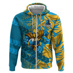Gold Coast Titans Rugby Zip Hoodie Fierce Mascot Geometric Tribal Art