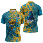 Gold Coast Titans Rugby Zipper Polo Shirt Fierce Mascot Geometric Tribal Art