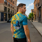 Gold Coast Titans Rugby Zipper Polo Shirt Fierce Mascot Geometric Tribal Art