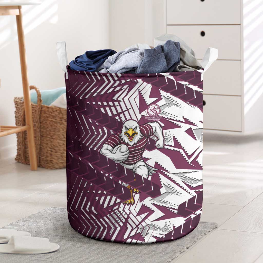 Manly Warringah Sea Eagles Rugby Laundry Basket Fierce Mascot Geometric Tribal Art
