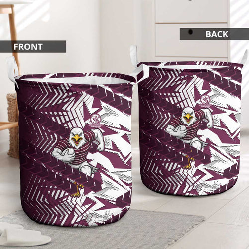 Manly Warringah Sea Eagles Rugby Laundry Basket Fierce Mascot Geometric Tribal Art