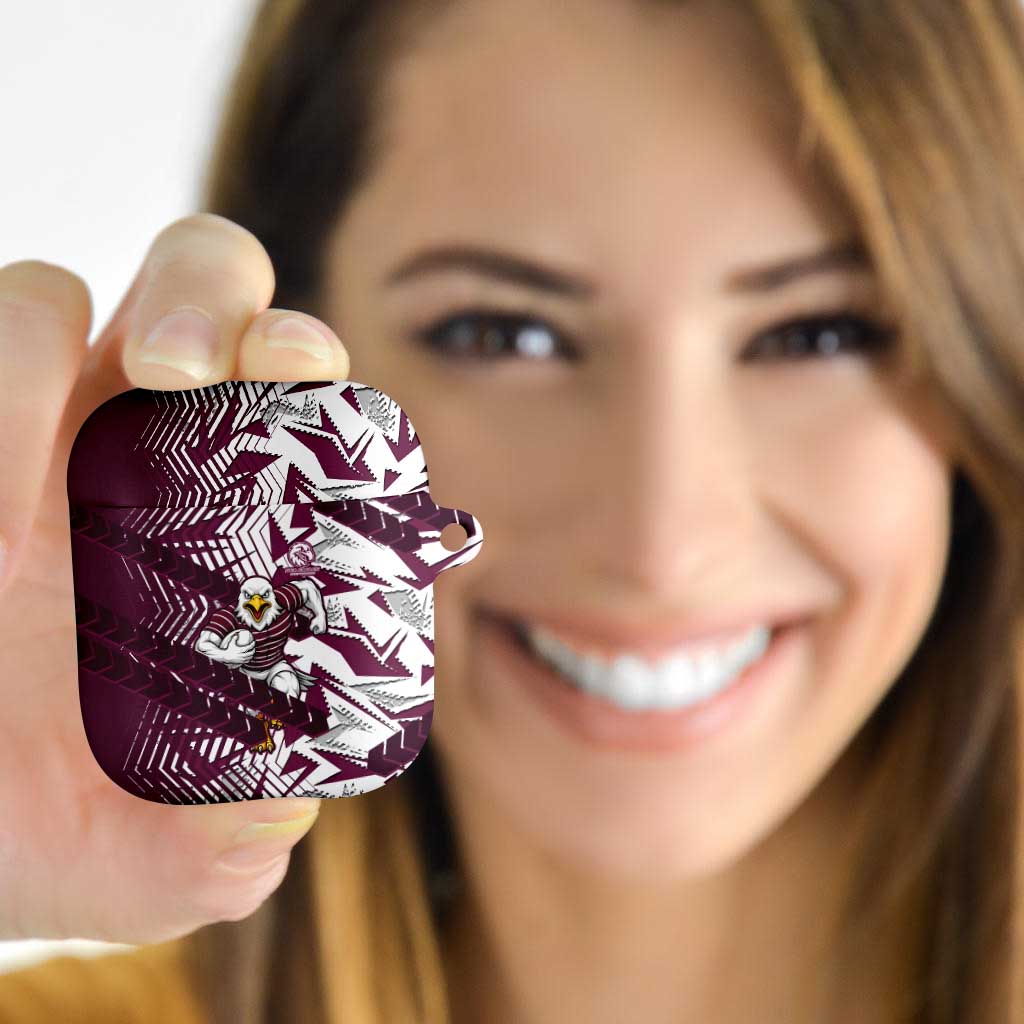 Manly Warringah Sea Eagles Rugby AirPods Case Fierce Mascot Geometric Tribal Art