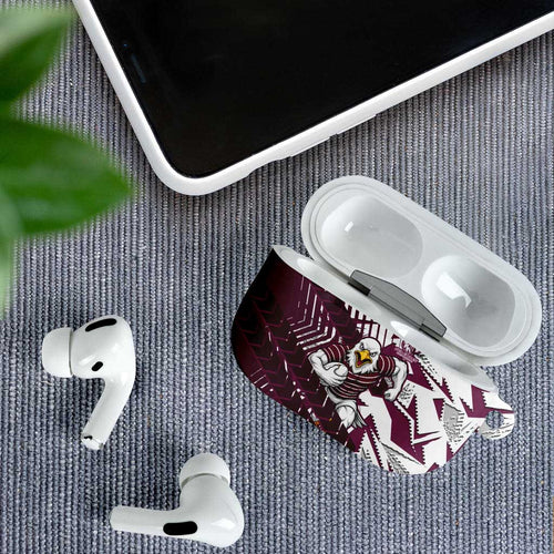 Manly Warringah Sea Eagles Rugby AirPods Case Fierce Mascot Geometric Tribal Art