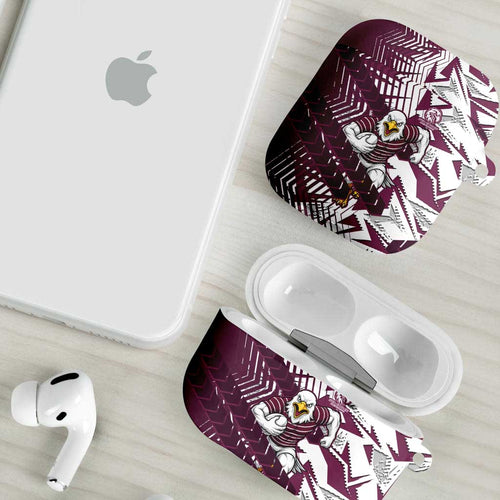 Manly Warringah Sea Eagles Rugby AirPods Case Fierce Mascot Geometric Tribal Art