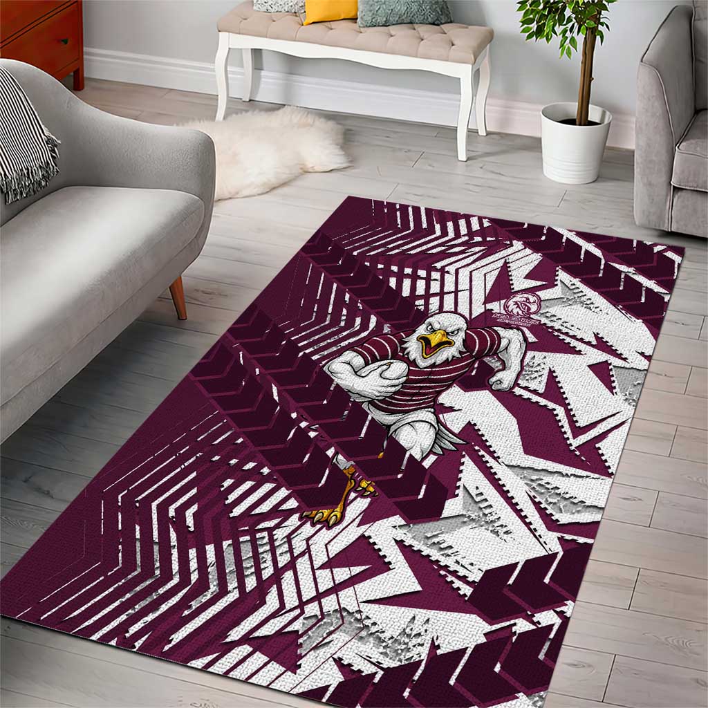 Manly Warringah Sea Eagles Rugby Area Rug Fierce Mascot Geometric Tribal Art