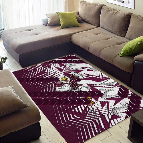 Manly Warringah Sea Eagles Rugby Area Rug Fierce Mascot Geometric Tribal Art