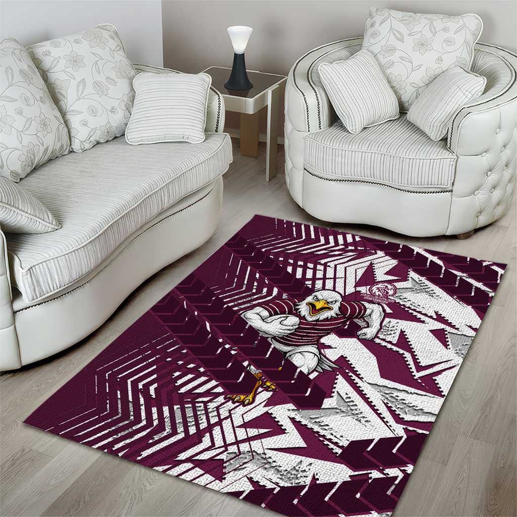 Manly Warringah Sea Eagles Rugby Area Rug Fierce Mascot Geometric Tribal Art