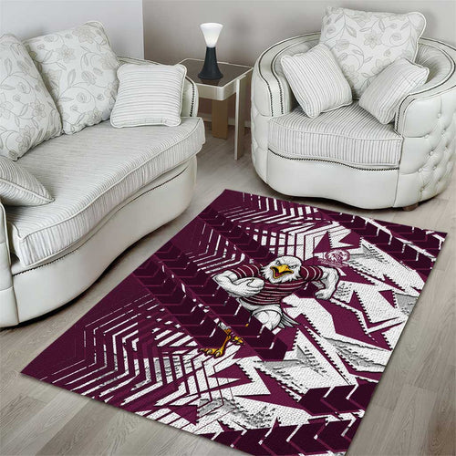Manly Warringah Sea Eagles Rugby Area Rug Fierce Mascot Geometric Tribal Art