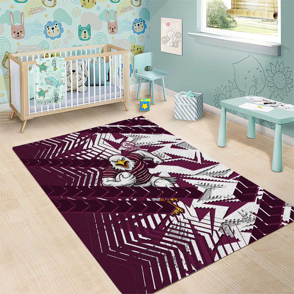 Manly Warringah Sea Eagles Rugby Area Rug Fierce Mascot Geometric Tribal Art