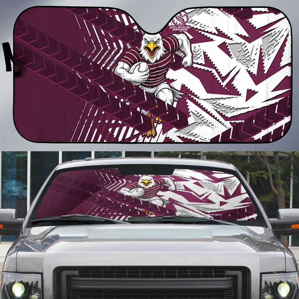 Manly Warringah Sea Eagles Rugby Auto Sun Shade Fierce Mascot Geometric Tribal Art