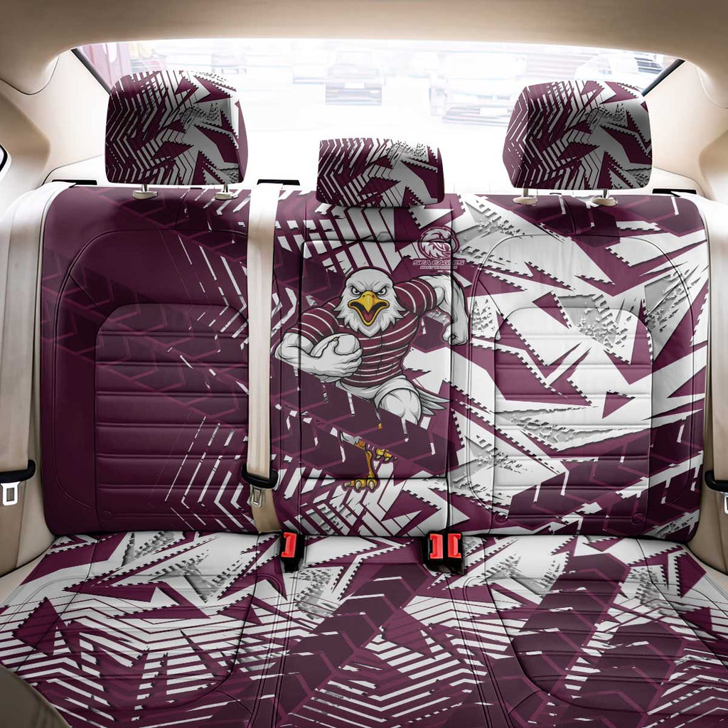 Manly Warringah Sea Eagles Rugby Back Car Seat Cover Fierce Mascot Geometric Tribal Art