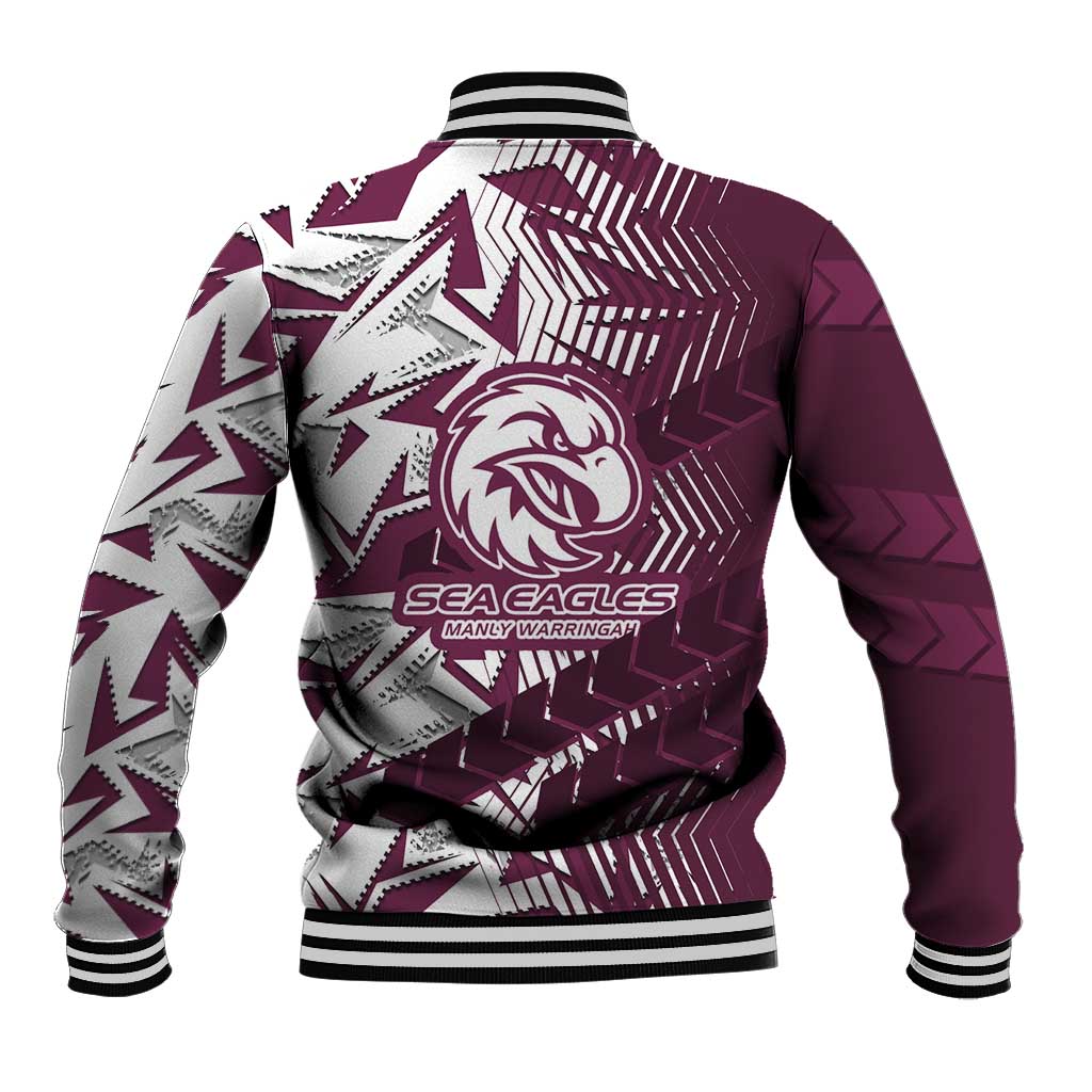 Manly Warringah Sea Eagles Rugby Baseball Jacket Fierce Mascot Geometric Tribal Art