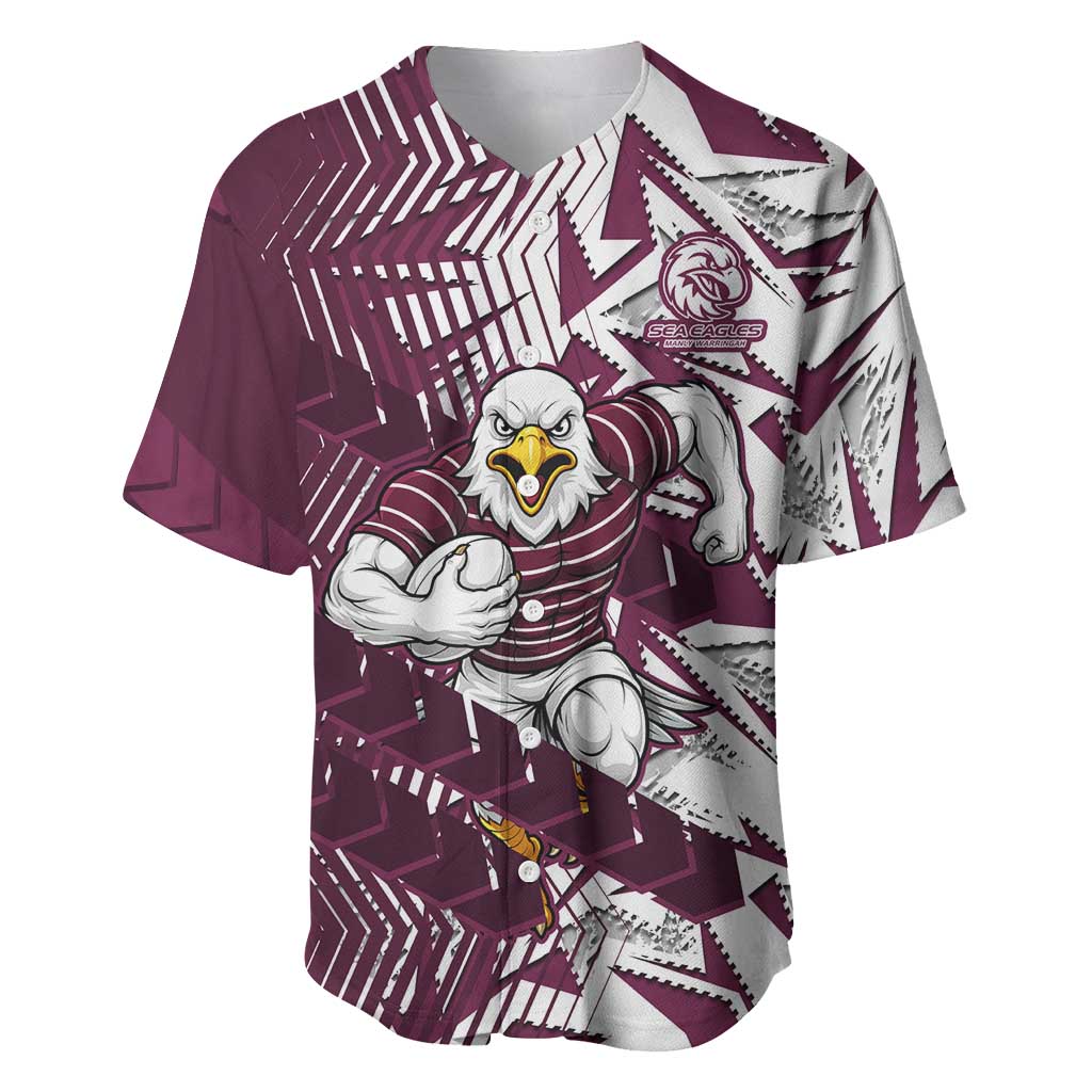 Manly Warringah Sea Eagles Rugby Baseball Jersey Fierce Mascot Geometric Tribal Art