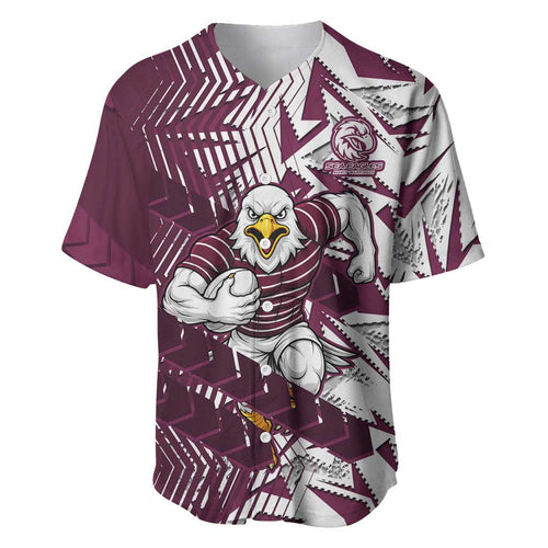 Manly Warringah Sea Eagles Rugby Baseball Jersey Fierce Mascot Geometric Tribal Art